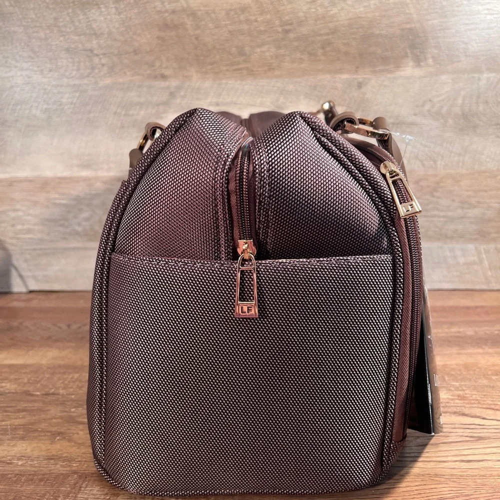 London Fog Kensington 360 17” Deluxe Cabin Bag NWT Brown Carry On Weekender Tote - Picture 5 of 16